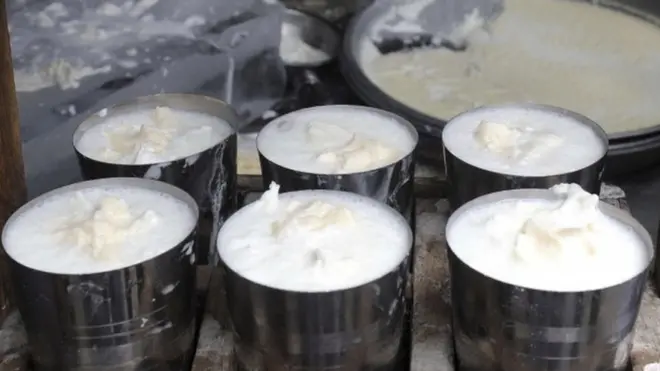 Glasses of lassi, a yoghurt drink popular in South Asia (file picture)