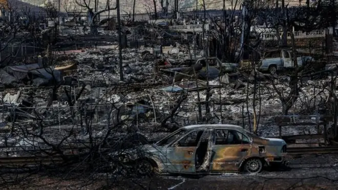 جانب من مدينة لاهاينا التي دمرتها حرائق الغابات