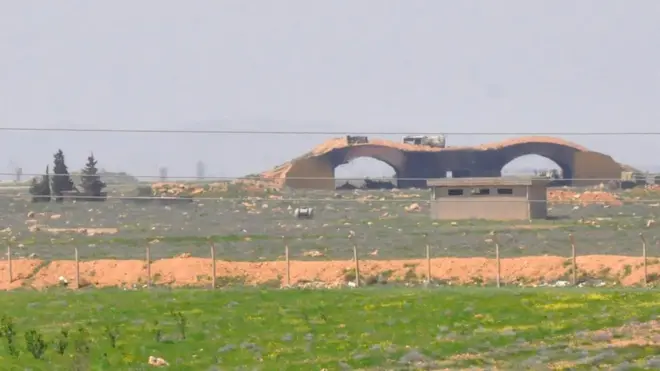 A damaged building at Shayrat airfield, Syria, 7 April