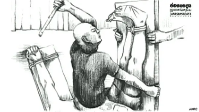 ශ්‍රී ලංකාවේ වධහිංසාවන්ට අදාළ කාටුනයක්