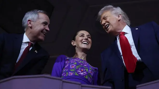 Mark Carney, Claudia Sheinbaum y Donald Trump.