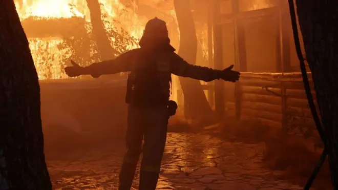 Пожар в предместье Афин 3 августа 2021 года