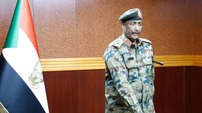 الفريق عبد الفتاح البرهان مؤديا القسم كرئيس للمجلس السيادي الجديد الذي أعلنه الخميس 11 نوفمبر