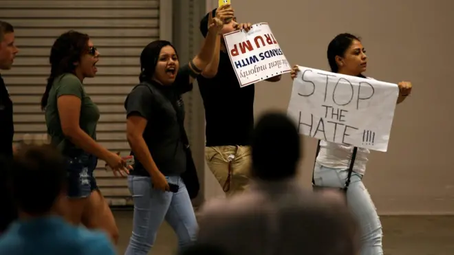 Protest outside Trump rally in Albuquerque on 24 May 2016