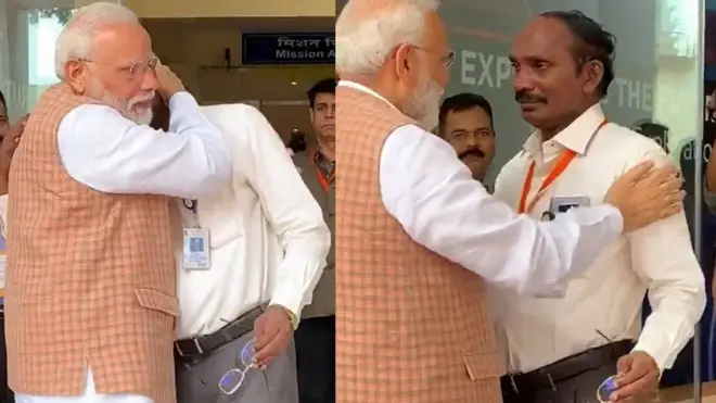 ఇస్రో చైర్మన్ శివన్‌ను ఓదారుస్తున్న మోదీ