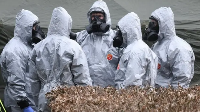 Military in protective clothing