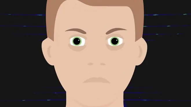 Hombre con los ojos muy abiertos y ojeras