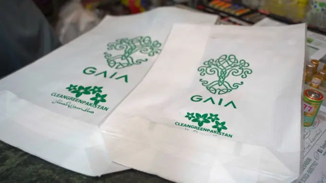 ایک نجی کمپنی گایا کے بنائے گئے تھیلے جنھیں حکومت کی جانب سے پلاسٹک کے متبادل کے طور پر تجویز کیا جا رہا ہے