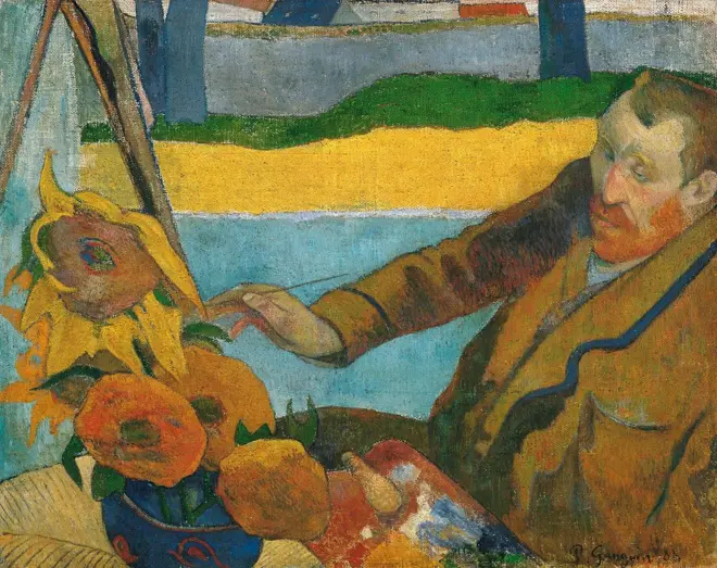 Vincent van Gogh pintando girasoles de Paul Gauguin