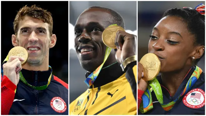 Between them, Michael Phelps, Usain Bolt and Simone Biles won 12 gold medals in Rio