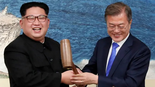 Мун Чжэ Ин и Ким Чен Ын