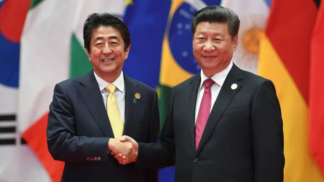 Shenzo Abe y Xi Jinping