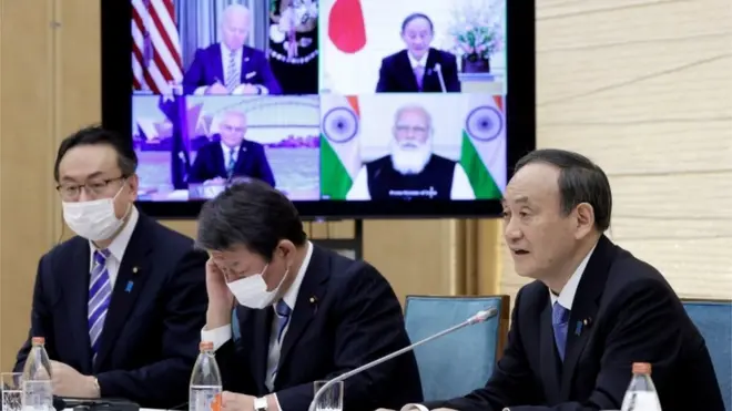 日本首相菅義偉在四國峰會講話