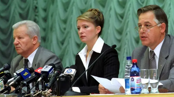 Лідери опозиційних партій у 2002 році - Олександр Мороз (СПУ), Юлія Тимошенко (БЮТ) та Петро Симоненко (КПУ)