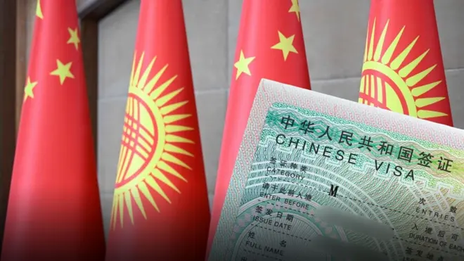 a collage of flags and a visa