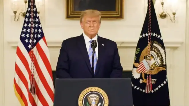 President Trump speaks via a video on Twitter the day after the Capitol riot, 7 January 2021