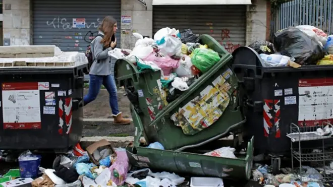 Roma'da çöp yığını