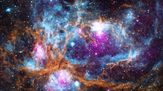 เนบิวลา NGC 6357 ในกลุ่มดาวแมงป่อง บันทึกภาพไว้โดยกล้องโทรทรรศน์รังสีเอกซ์จันทรา