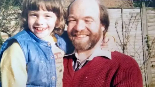 Francesca as a child with her father