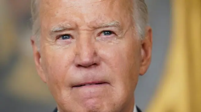 Mr Biden looking at the camera