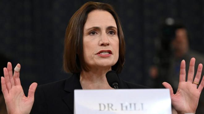 Fiona Hill, former senior director for Europe and Russia on the National Security Council, testifies before a House Intelligence Committee as part of the impeachment inquiry into US President Donald Trump