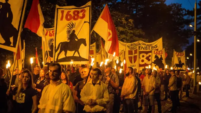 Identitarian movement demonstrates at the site of the 1683 Battle of Vienna - Kahlenberg, 2017