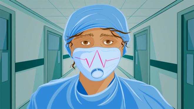 Illustrated image of a doctor in a mask