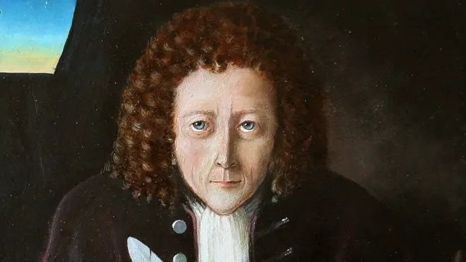 Esta pintura de Robert Hooke fue hecho hace apenas 5 años pues de él no quedó ni un retrato.