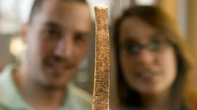 Hueso Ishango en el Real Instituto Belga de Ciencias Naturales en Bruselas