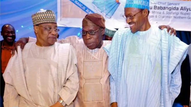 olori ijọba ologun tẹlẹ, Ibrahim Babangida ,Aarẹ tẹlẹ, Oluṣẹgun Ọbasanjọ ati aarẹ Muhammadu Buhari