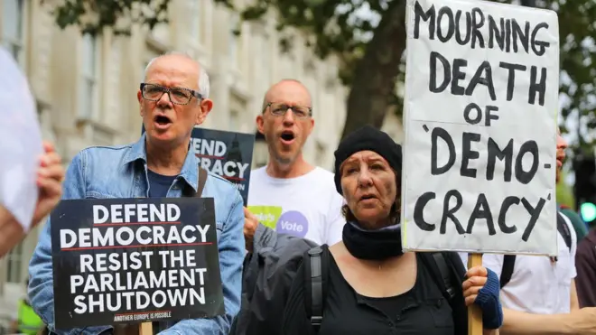 Protesters outside Downing Street
