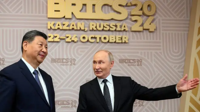 习近平与普丁在金砖国家峰会见面