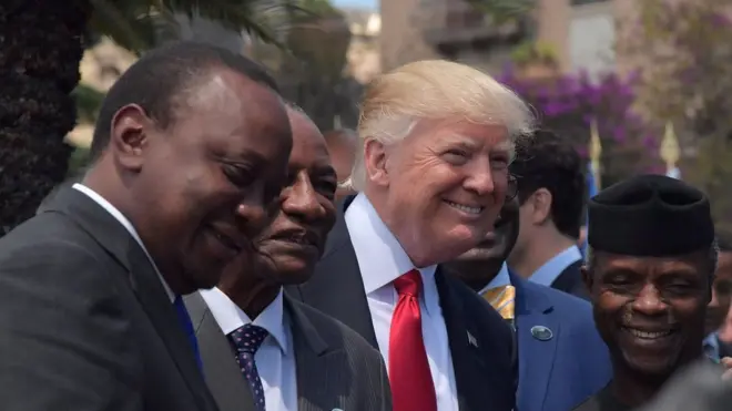 Trump na Kenyatta walipigwa picha pamoja Mei 2017 Taormina, Sicily