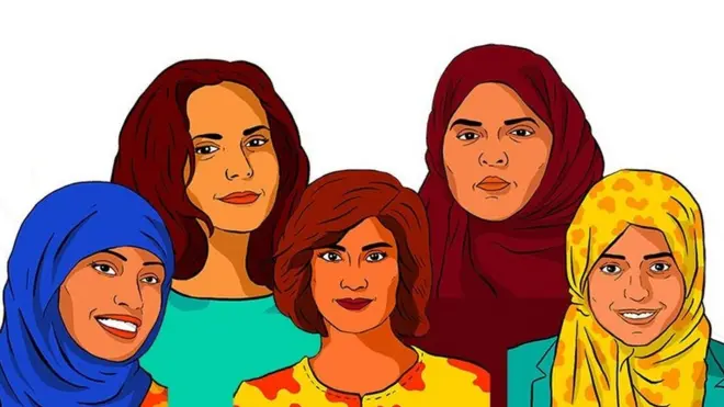 صورة نشرتها منظمة العفو الدولية على صفحتها في تويتر للناشطات السعوديات