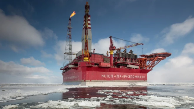 A Russian oil rig in the Arctic