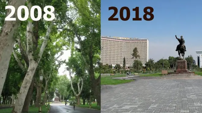 Ўзбекистоннинг сўлим шаҳарлари бугун қийқираган дарахтсиз чўлга айланди.