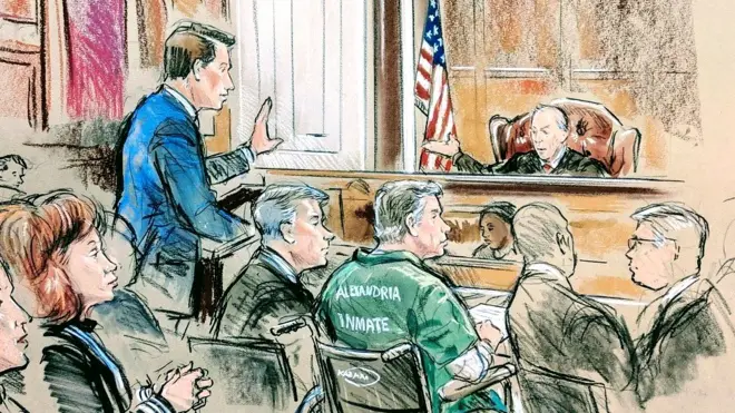 Суд над Манафортом (рисунок)