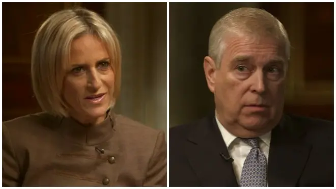 Emily Maitlis entrevistando al príncipe Andrés.