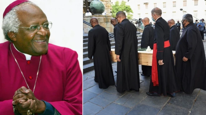 Desmond Tutu coffin: South African priest Archbishop Desmond Tutu funeral images