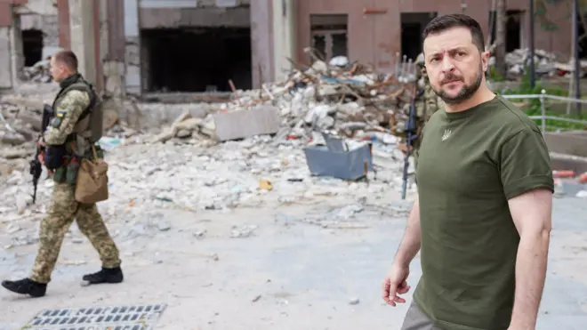 President Zelensky pictured during his visit to Mykolaiv