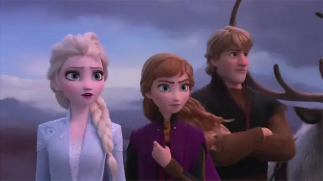 Elsa (Idina Menzel), Anna (Kristen Bell) and Kristoff (Jonathan Groff) in the Frozen 2 trailer