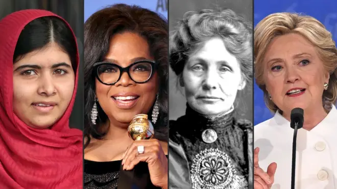 Malala Yousafzai, Oprah Winfrey, Emmeline Pankurst and Hillary Clinton