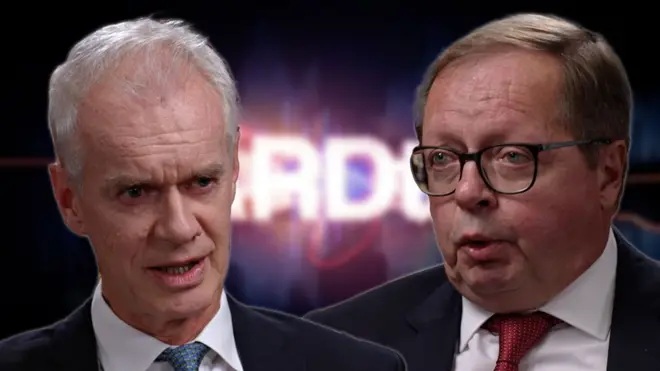 Посол РФ в Великобритании Андрей Келин и ведущий программы HardTalk на Би-Би-си Стивен Сакур