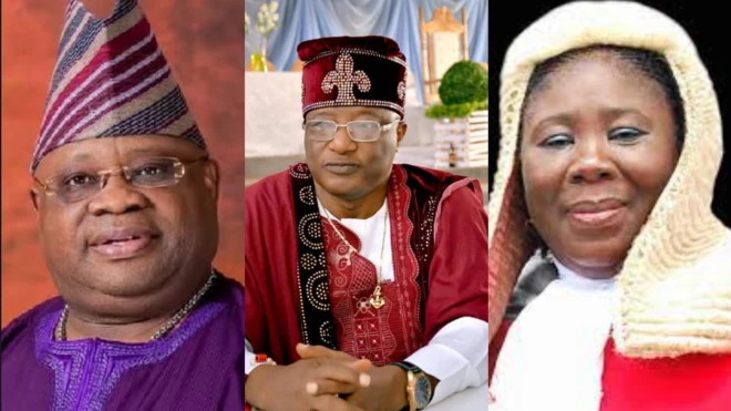 Gómìnà Ademola Adeleke, Rahman Adedoyin àti Adájọ́ Adepele Ojo