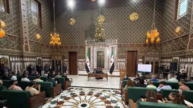 مؤتمر صحافي عُقد في مجلس الشعب في دمشق لإعلان الأعضاء السبعين المتبقين