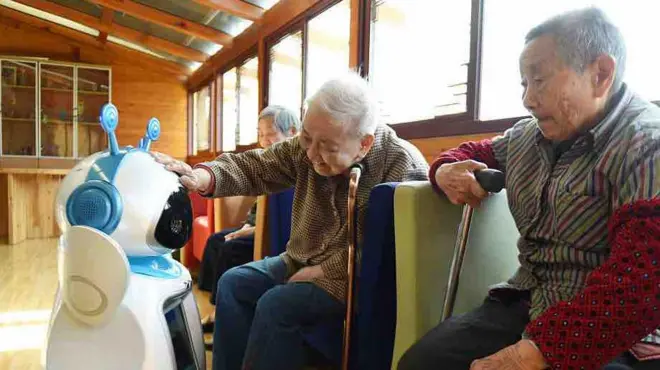Service robots "A Tie" were put in use in the Hangzhou social welfare in China in 2016