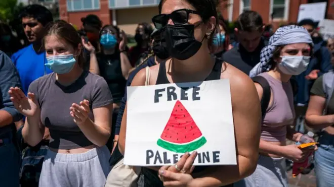 تجمع دانشجویان حامی فلسطین در دانشگاه جورج واشنگتن آمریکا