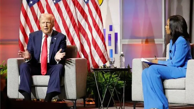 Donald Trump and a journalist