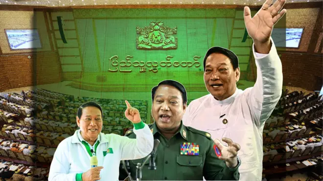 ကြံ့ခိုင်ရေးပါတီဥက္ကဋ္ဌဦးခင်ရီကို ပြည်သူ့လွှတ်တော်အစည်းအဝေးနောက်ခံဖြင့် သရုပ်ဖော်ထားပါတယ်။