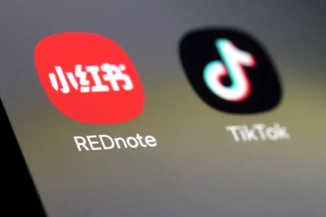 插图中可以看到TikTok和RedNote应用程式